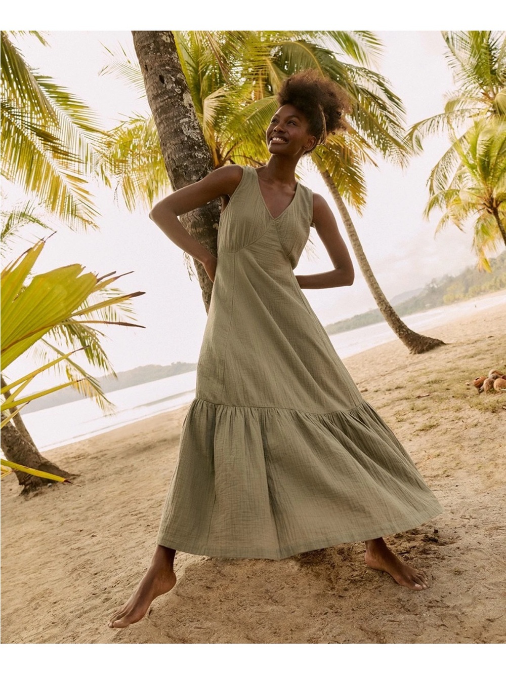 Pact Olive Green Maxi Dress